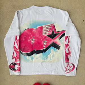 T-shirt streetwear surdimensionné à manches longues, imprimé en sérigraphie double couche vintage personnalisé de qualité supérieure, délavé au soleil, style boxy, grammes - Product Image 2