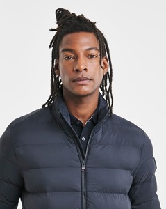 Veste polaire en duvet d'hiver décontractée directe d'usine conception personnalisée fermeture éclair col montant couleur noire avec procédé de revêtement - Product Image 2