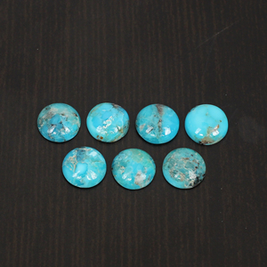 5 cabochons ronds en turquoise naturelle de 8MM, 6,00CTS - Product Image 5
