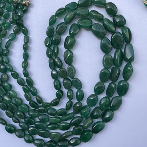8mm 10mm 12mm naturel vert foncé émeraude pierre lisse Tumble Maniya perles brins chaîne en gros bijoux fins collier de perles - Product Image 1