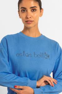 Sweat-shirt d'entraînement d'hiver pour femme, design tendance, bleu premium, toucher doux, 100% coton tricoté, manches longues - Product Image 2