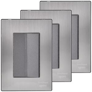 แผ่นสวิตช์ทนทาน, MXIOD-003, 3 ชิ้น, สวิตช์, 125-250VAC, 10A, 50/60Hz, สีเงิน/อ็อกซ์ฟอร์ด, สแตนเลส/พีซี - Product Image 1