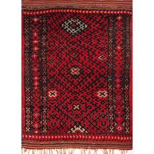 Alfombra de Lana Anudada a Mano Kiaan, Diseño Geométrico Abstracto Rojo Naranja, para Adolescentes, para Entrada, Pasillo, Modelo Pae-5353, Rectangular 9x12 - Product Image 1