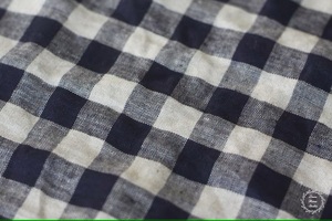 Azul marino gris lavado a la piedra 100% Lino orgánico tela de lino tejido a cuadros rayas para niñas vestidos Textiles para el hogar - Product Image 4