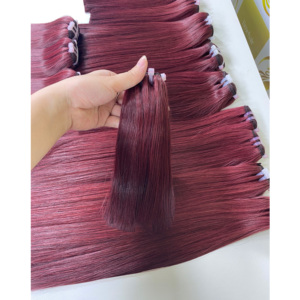 Perruques en cheveux humains de qualité supérieure, dentelle frontale vietnamienne Remy, couleur bordeaux, trame HD transparente, personnalisables, pour femmes noires - Product Image 2