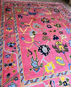 Haute qualité nouvelle-zélande laine turc Oushak tapis tapis rose conception personnalisée antidérapant salon tapis ensemble motif abstrait - Product Image 5