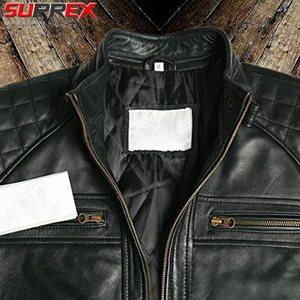 Veste de moto vintage unisexe en polyester/coton imperméable et respirante, effet usé, noir et marron - Product Image 4