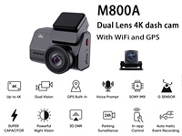 Caméra embarquée GPS 4K M800, caméras avant, arrière et intérieure, enregistrement sur 3 canaux, enregistreur de conduite, Wi-Fi intégré, application de contrôle à distance, boîte noire de voiture