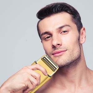 Cabezal de Repuesto para Afeitadora Eléctrica Dorada, Resistente al Agua IPX7, con Doble Lámina y Cuchilla, para Uso Facial y en Autocaravanas - Product Image 1