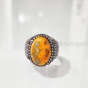 Bague en argent sterling 925 pour homme, bijou de naissance en jaspe, bourdon naturel, toutes tailles, bijoux de fête arabe - Product Image 4