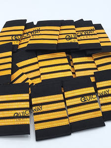 Hombreras de Piloto de Línea Aérea Personalizables de Alta Calidad, Diseño de Encaje Real, Patrón a Rayas, Logotipo Personalizado, Tamaños, Material de Viscosa - Product Image 5