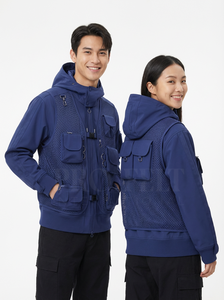 Chaqueta Utilitaria con Capucha Estilo Hip Hop, Fabricante Personalizado, Múltiples Bolsillos, Correas Ajustables, Diseño de Malla, Sudadera Moderna Unisex - Product Image 4