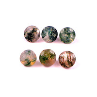 Piedras Preciosas Sueltas de Ágata Musgosa Natural Verde de 10 mm, Corte Redondo Facetado, Calidad AAA++, Certificadas por Terceros, Dureza 6.5, para Joyería