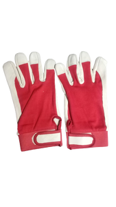 Gants de sport en cuir de vache rouge combinaison rouge blanc avec tissu gants de main utilisés gants de travail produit multi-usages - Product Image 3