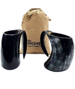 Tasse en corne de buffle durable Artisanat poli pour la décoration de la maison Chope Tasse en corne à boire médiévale - Product Image 4