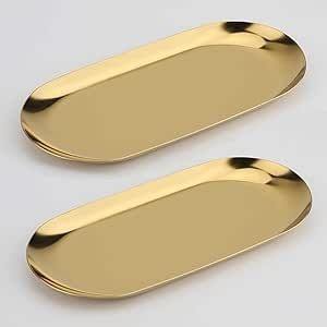 Usine en acier inoxydable doré ovale serviette plateau Service plateau bijoux plaque mariage Restaurant - Product Image 5