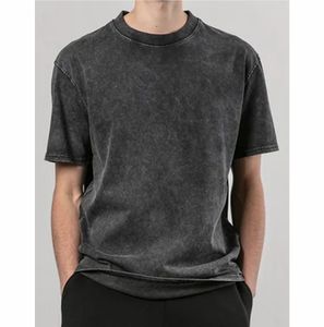 เสื้อยืดสำหรับผู้ชายเสื้อยืดสไตล์สตรีทซักกรดเสื้อยืดคอกลมพิมพ์ลายสไตล์วินเทจ - Product Image 3