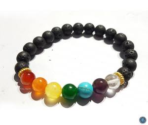 Haute qualité nouvelle pierre de lave 7 Chakra Bracelet diffuseur en gros Bracelet Chakra de guérison pour hommes et femmes bracelet extensible - Product Image 4