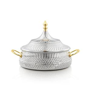 Casseroles en acier de haute qualité en or et argent Design moderne chauffe-plats en métal et marmite avec couvercle pour plat de service en gros - Product Image 1