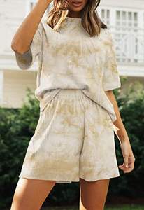 Service OEM Vente en gros Ensemble 2 pièces de haute qualité pour femmes Vêtements d'été personnalisés pour femmes Ensemble 2 pièces manches courtes - Product Image 2