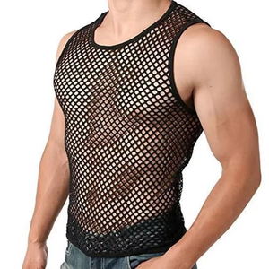 Wholesale Sexy Bodybuilding Stringer Cotton Workout Tank <b>Top</b> Men Plus Size <b>Mesh</b> Vest for Men Racerback Tank <b>Tops</b> - Product Image 4