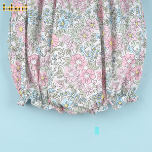 Conjunto de Ropa de Verano para Bebés Niñas, 100% Algodón, Cuello Redondo con Volantes Rosados, Diseño Floral, OEM ODM, Venta al Por Mayor, Body con Bordado a Mano - Product Image 4