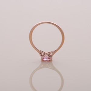 IGI Certified Oval Cut Pink Lab Grown Diamond Solitaire Engagement-Wedding <b>Ring</b> in 14K Rose / White & Yellow Gold - Product Image 6