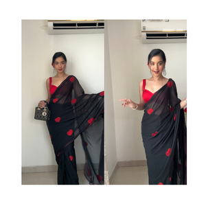 Sari impreso de calidad de exportación, ligero y cómodo para damas para ocasiones casuales y formales y bodas - Product Image 1