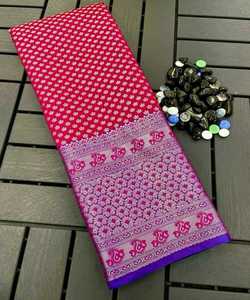 Sari de algodón elegante con detalles estampados y adornos de pelea para uso informal y diario - Product Image 3