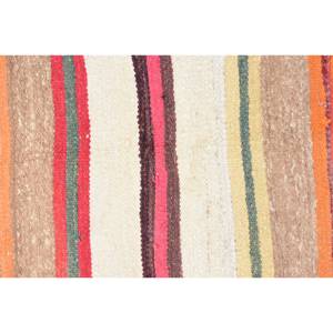 Alfombra de yute Kilim turco Vintage de 27X10,3 pies en beige, marrón, diseño de retazos rectangulares con respaldo de látex, para decoración de pasillo o habitación - Product Image 5