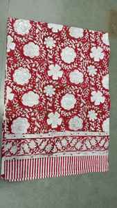 Latest Style for Sale Best Price Handmade Block Printed Designer Pure Cotton <b>Tablecloth</b> <b>White</b> round Table Cover Modern Design - Product Image 2