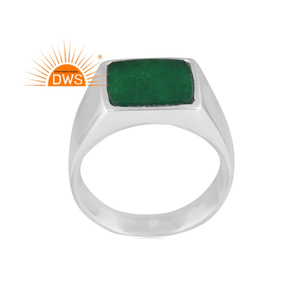 Best Selling Fine Sterling <b>Silver</b> Dyed <b>Emerald</b> Gemstone Band <b>Ring</b> Custom Jewelry for Women Gift for Her - Product Image 1