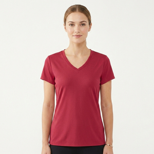 T-shirts personnalisés pour femmes, col en V, à carreaux, été, fabricant OEM ODM, fournisseur en gros, vêtements avec logo personnalisé, 100% coton respirant - Product Image 2