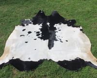 Grand tapis en cuir de vache noir et blanc, tapis en peau de vache brésilienne, tapis en cuir de vache 5 x 6