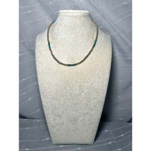 Collier Navajo en argent sterling plaqué or 14 carats avec turquoise du Hubei, bijou culturel de collection fabriqué aux États-Unis - Product Image 3