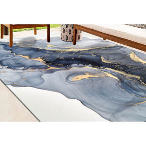 Alfombra Moderna con Estampado de Mármol Azul - Decoración de Oficina, Salón, Fácil de Limpiar, con Pelo Suave - Product Image 1