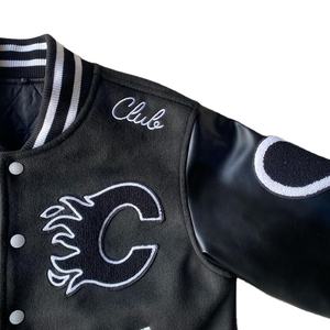 Offre Spéciale Vintage Bomber noir veste pour hommes personnalisé Lettermen Chenille broderie laine matelassé manteau corps hiver Varsity veste - Product Image 4