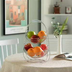 Présentoir durable de corbeille à fruits en métal en acier à cadre ouvert circulaire élégant pour les fêtes à la maison ou les configurations de buffet - Product Image 2