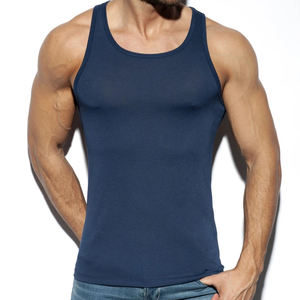 High Quality Polyester/Cotton Sleeveless <b>Tank</b> <b>Top</b> <b>Men</b> Quick Dry Breathable Knitted Stringer Embroidery Custom Fashionable Sporty - Product Image 1