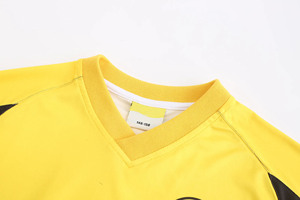 Custom Men's Yellow V-Neck Soccer Jersey Short Sleeve Moisture Wicking 100 Polyester Sublimated Print Adult Regular Fit - Product Image 4