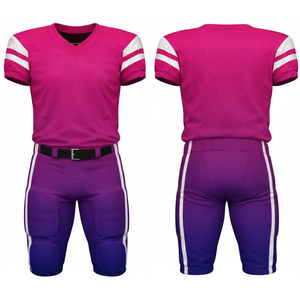 Hot Selling Crimson Red Purple Ombre American Football Uniform Sublimated Jersey & <b>Padded</b> <b>Pant</b> Set - Product Image 3