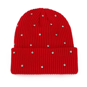 Gorro de Punto con Pedrería de Lujo para Mujer, Gorro de Invierno de Piel Sintética de Conejo, Gorro Brillante de Moda para Mujer - Product Image 5