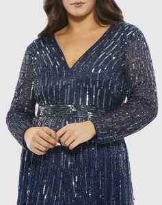 Robe de soirée élégante à sequins et perles, sans manches, silhouette trompette/sirène, motif floral - Product Image 5