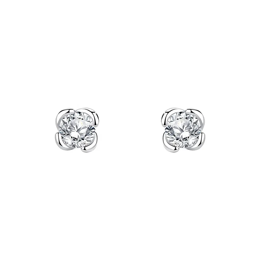 2024 perak murni 925 minimalis gaya Korea perhiasan modis bunga berlian kustom cz anting kancing untuk wanita