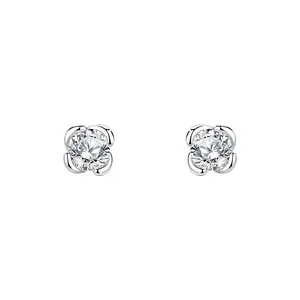 Minimaliste 2024 argent sterling 925 style coréen bijoux de mode fleur cz personnalisé diamant boucles d'oreilles pour les femmes