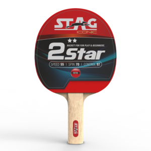 Raquette de tennis de table professionnelle Stag Iconic 2 étoiles, bois, caoutchouc, picots longs, fibre de carbone, raquette de tennis de table professionnelle - Product Image 1