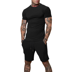 Conjunto de dos piezas para hombre con logotipo personalizado al por mayor, sudadera transpirable de manga corta, ropa para correr, estampado de LICRA de verano, estampado de verano - Product Image 6