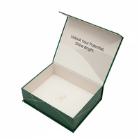 Emballage de boîte-cadeau personnalisé de luxe A4 rigide rigide vert foncé en papier carton magnétique à rabat avec logo personnalisé