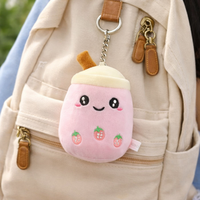 Porte-clés en peluche Boba rose doux et mignon avec rembourrage en coton PP, taille unisexe 11-30cm, 34g, convient aux enfants de 5 à 7 ans, par My Store