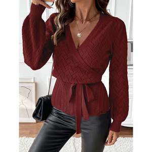 Women's Crocheted Open-Knit V-Neck Long <b>Sleeve</b> <b>Cardigan</b> Casual Buttoned Style for Spring Summer & Winter - Product Image 1